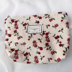 CONTRAST FLOWER PATTERN ZIPPER PORTABLE WASH BAG_CWAB1217