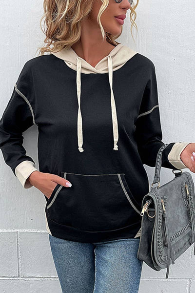 Cwohol1002_Long-Sleeved Hoodie With Hooded Pockets