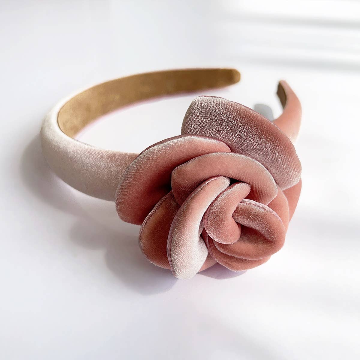 Elegant Solid Velvet Rose Wide Headband_Cwaha07332