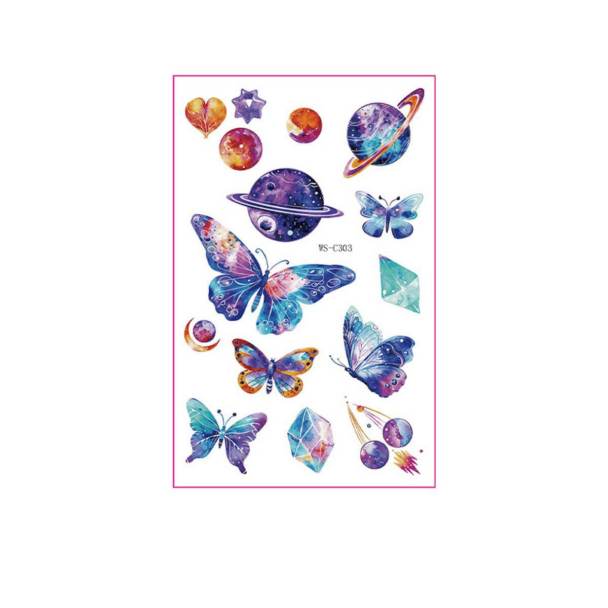 KIDS GLITTER TATTOO STICKERS BEAR BUTTERFLY STARS_CWMM8362