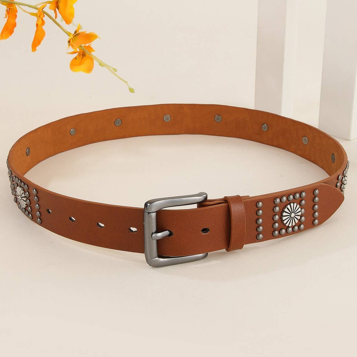 PUNK STYLE METAL FLOWER CLAW NAIL STREET BELT_CWMM3935