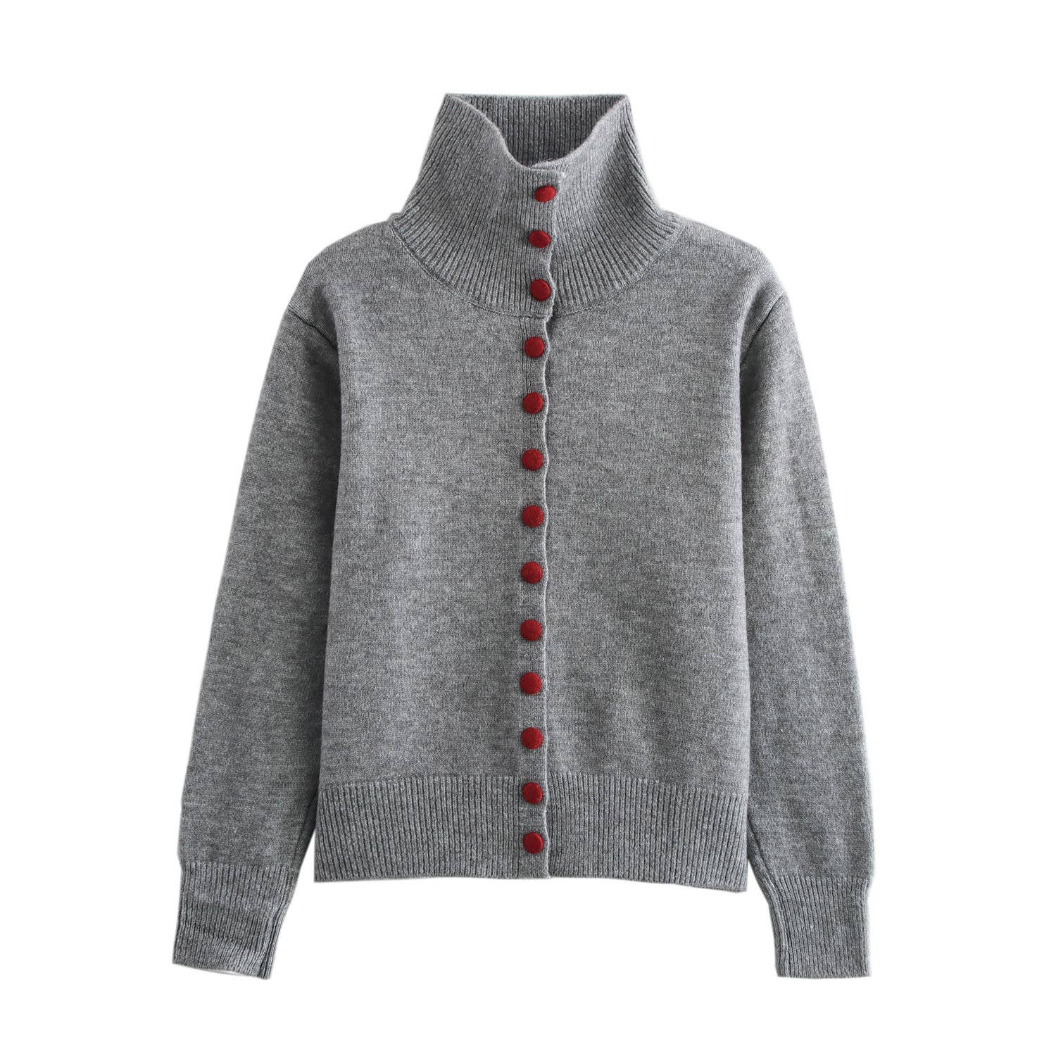 Versatile Turtleneck Single-Breasted Sweater