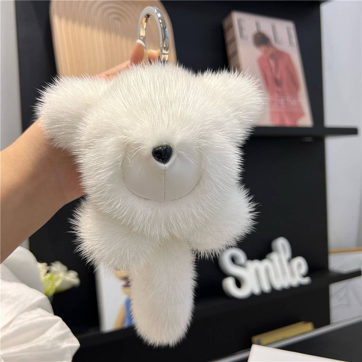 BIG FOX REAL MINK FUR BAG ORNAMENT CAR KEYCHAIN_CWMM2538