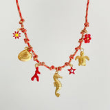 Unique Rope Chain Necklace Lotus Feather Elephant_Cwaje05663
