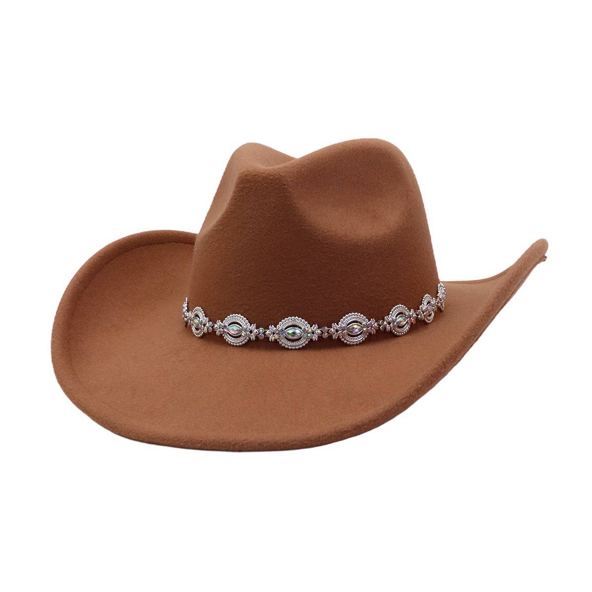 ETHNIC FELT COWBOY HAT WESTERN FEDORA_CWAH04430