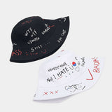 PRINTED BREATHABLE SUN VISOR GRAFFITI BUCKET HAT_CWAH1637