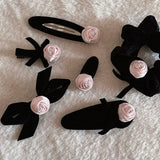 NEW PURE PINK ROSE BOW HAIRPIN_CWAHA4653