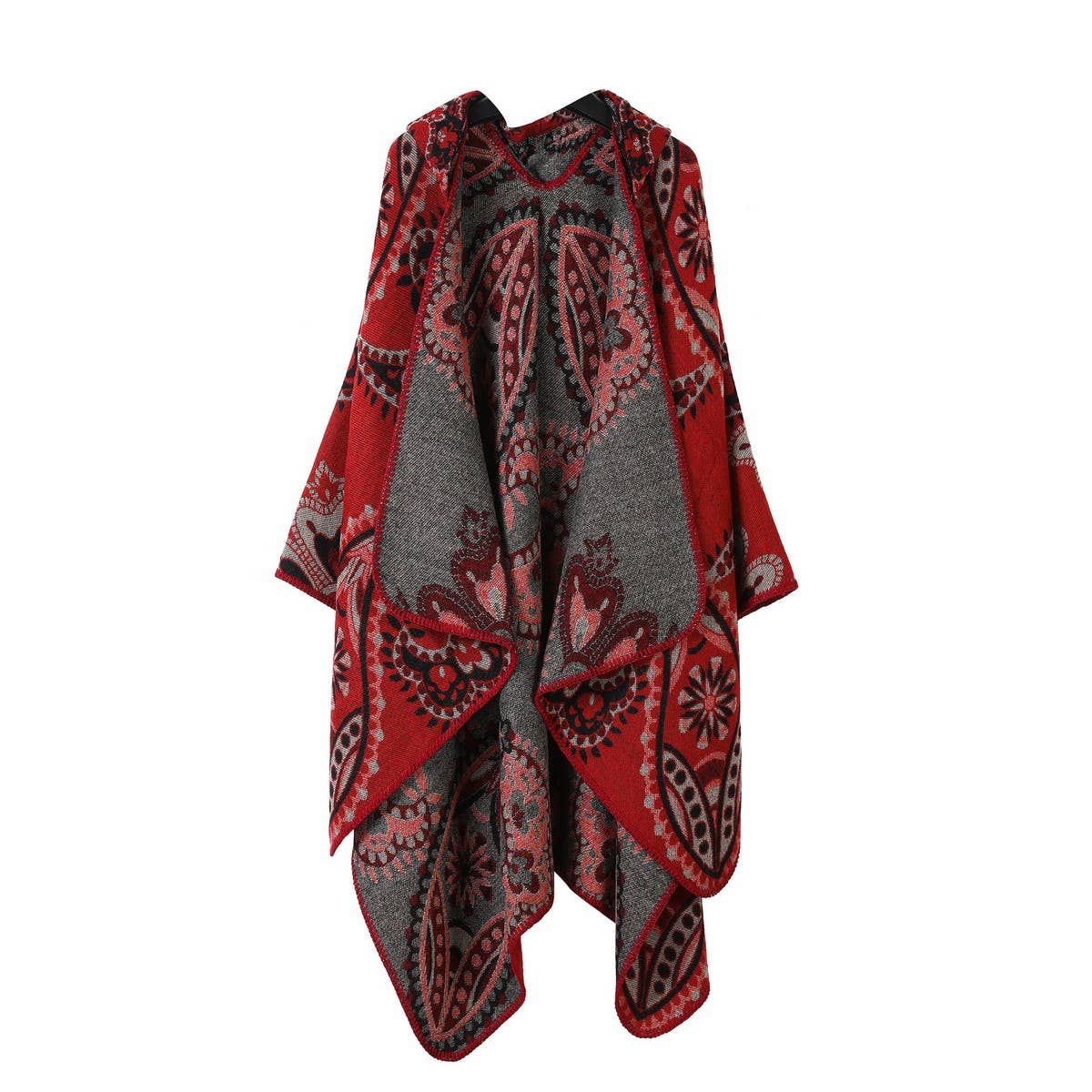 HOODED CAPE VERSATILE SUNFLOWER SCARF SLIT SHAWL_CWASC2272