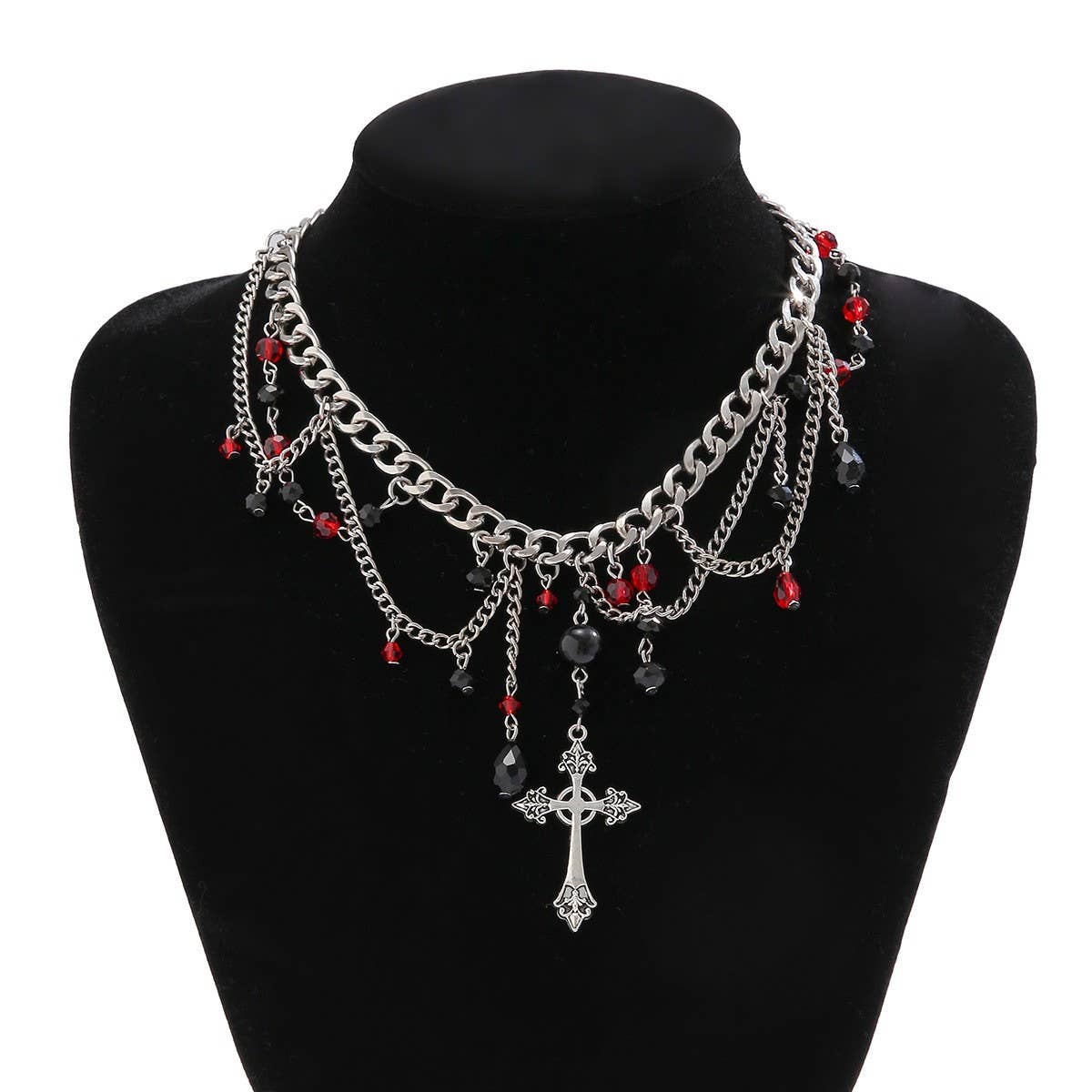 HIP HOP CROSS PENDANT DARK CLAVICLE NECKLACE_CWMM3192