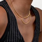 DOUBLE LAYER BLADE SNAKE CHAIN STEEL BEAD NECKLACE_CWMM3634