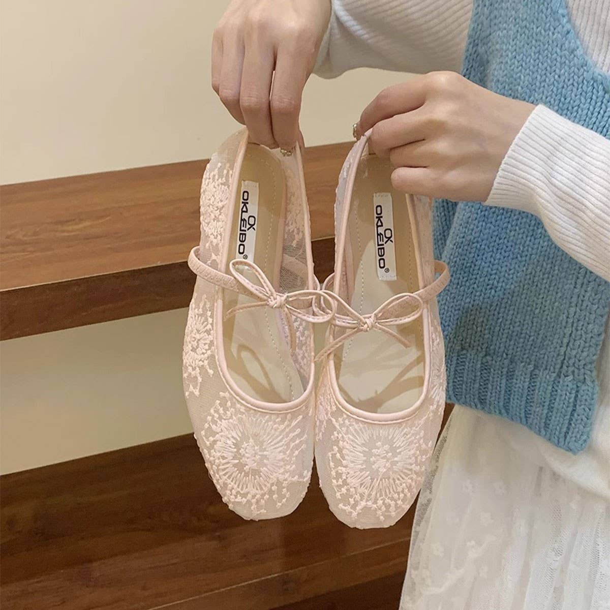 FAIRY STYLE FRENCH MESH BREATHABLE MARY JANES_CWSHF0143