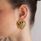 Trendy Irregular Heart Zircon Earrings 18K Gold