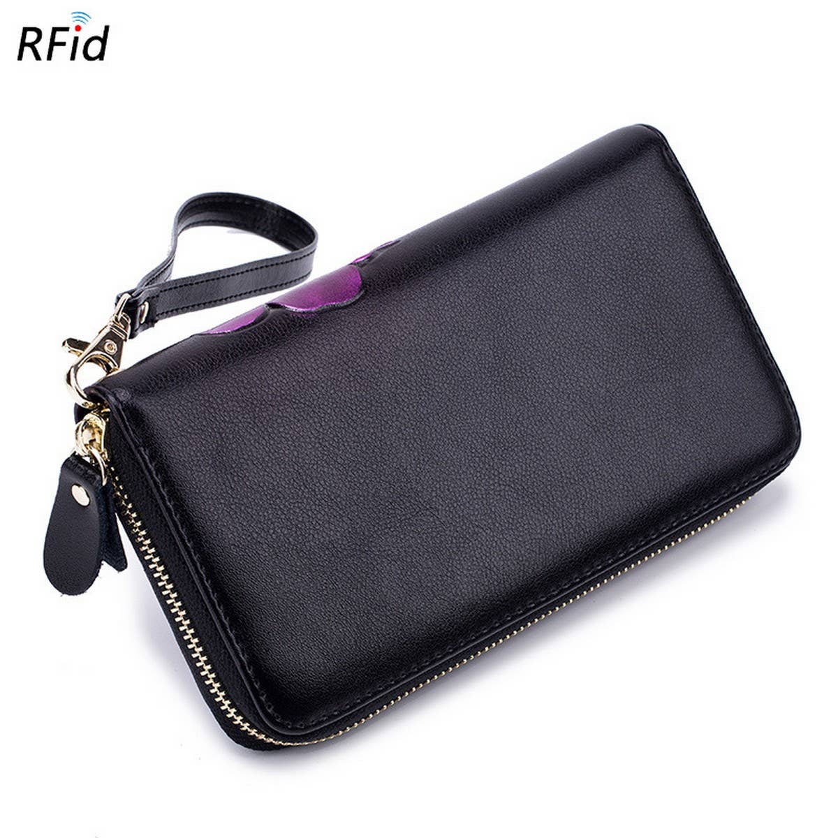 FASHION COWHIDE LONG ZIPPER GENUINE LEATHER WALLET_CWAB3736