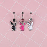 BUNNY PLAYBOY CZ BELLY BUTTON PIERCING_CWMM9238