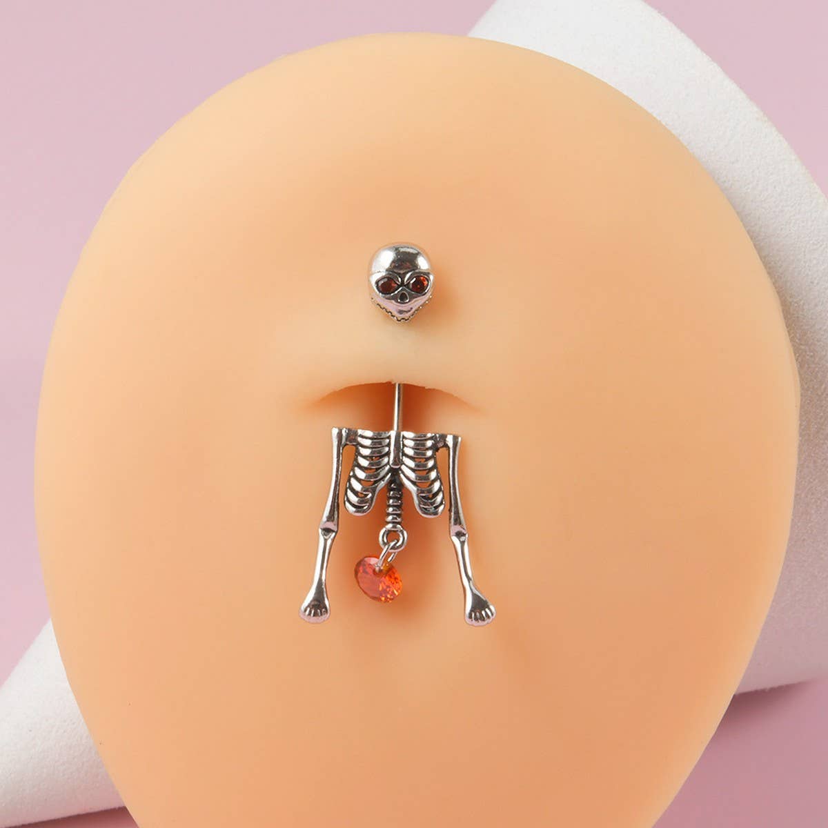 HALLOWEEN SKULL PEARL DANGLE BELLY BUTTON RING_CWMM9468
