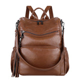 TASSEL DETAIL PU LEATHER BACKPACK SHOULDER BAG_CWAB0778