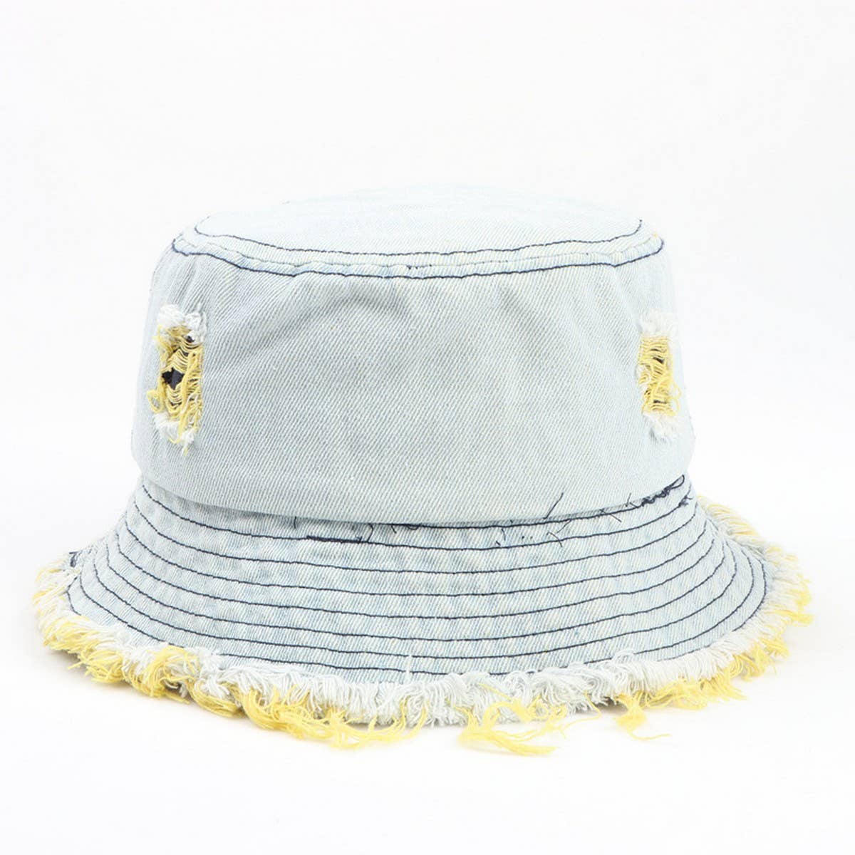 Cwah1512_Japanese Style Ripped Denim Bucket Hat
