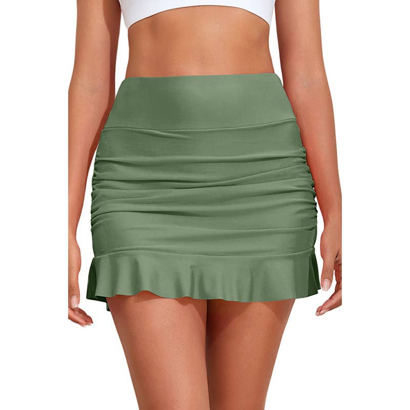 Versatile Pleated Ruffled Three-Inch Shorts