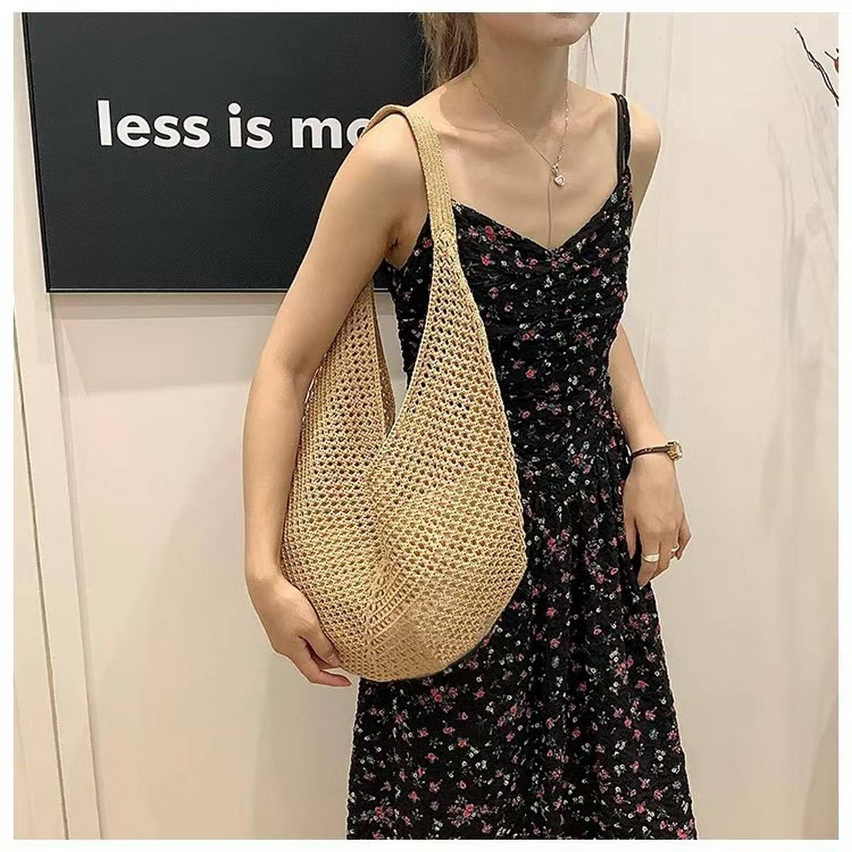 Cwab4579 _Straw Knit Hollow Beach Braided Shoulder Bag
