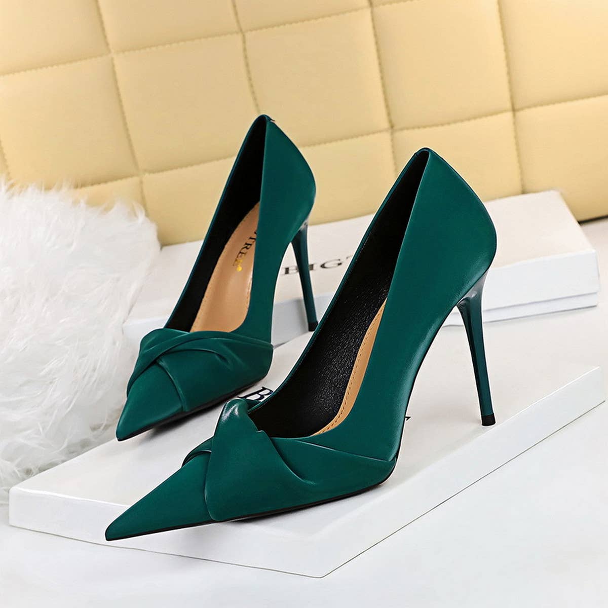 FASHION SEXY SHALLOW MOUTH POINTED BOW HIGH HEELS_CWSHH0088