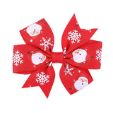 CHILDRENS CHRISTMAS SNOWMAN PRINT BOW HAIR CLIP_CWAHA2357