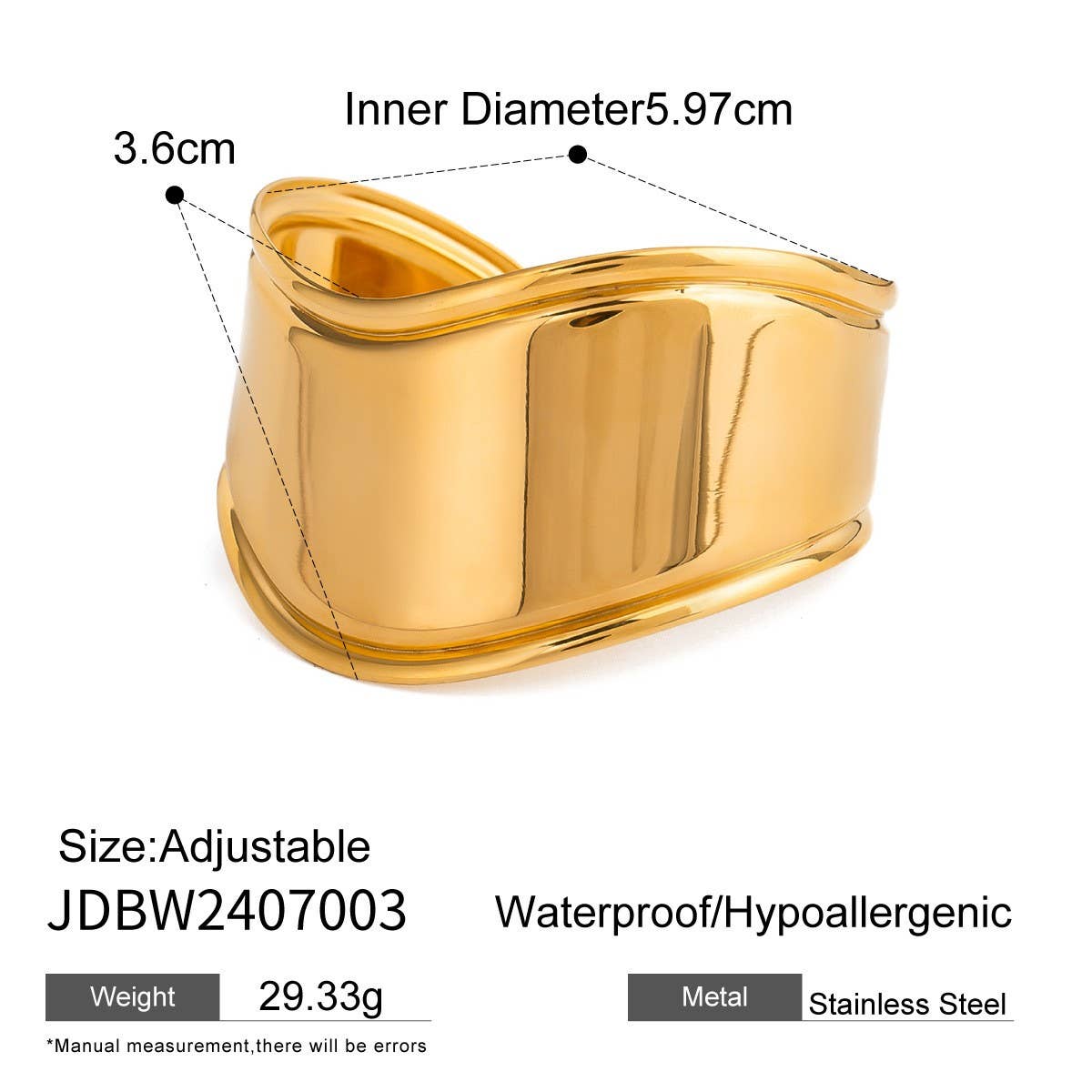 GOLD STAINLESS STEEL PEARL OPEN CUFF BRACELET_CWAJE4618