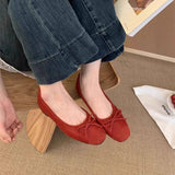 RED WEDGE ROUND TOE SLIP ON BALLET FLATS_CWSHF0125