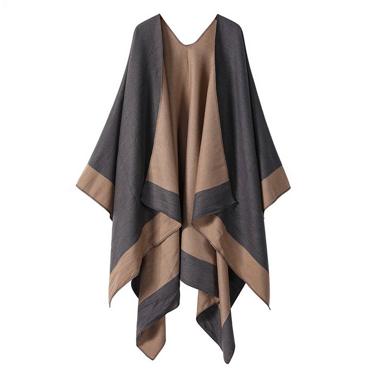 SOLID COLOR DOUBLE SIDED CAPE SHAWL OUTER CAPE_CWASC2130
