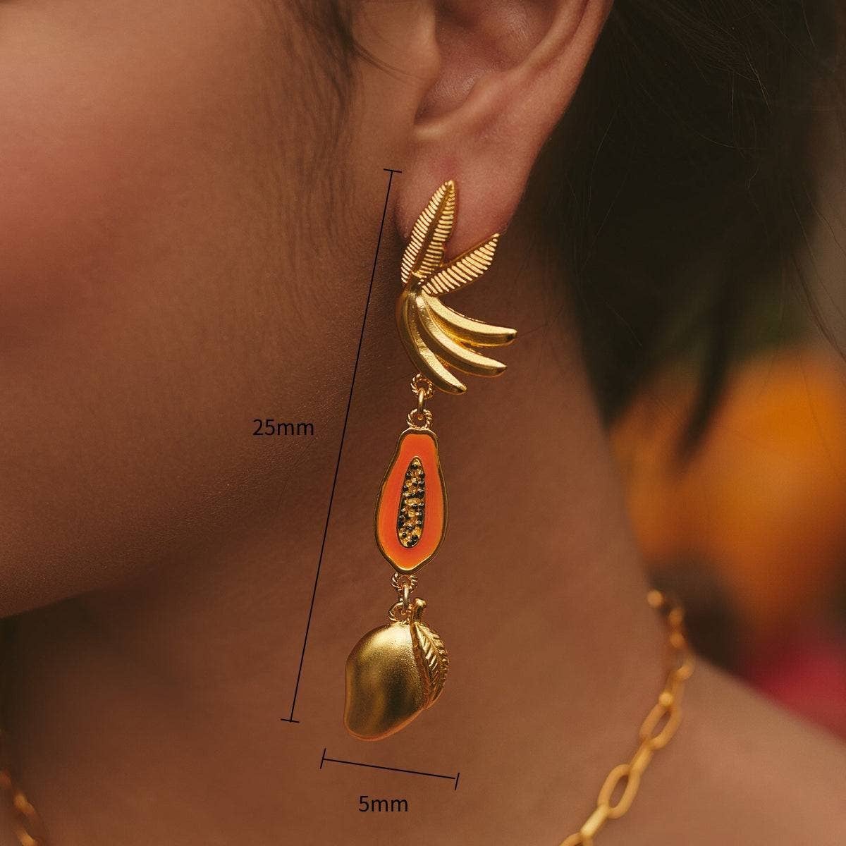 Tropical Fruit Earrings Stainless Steel Elegant