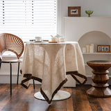 HOUSEHOLD SOLID COLOR KHAKI TASSEL DINING TABLE_CWMM0941