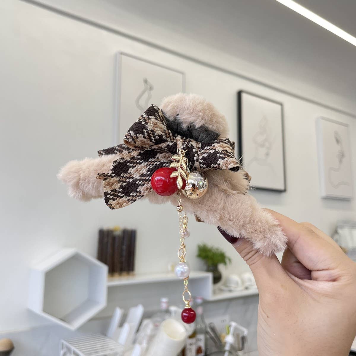Christmas Fuzzy Hair Clip Bow Hair Claw Clip_Cwasc1594