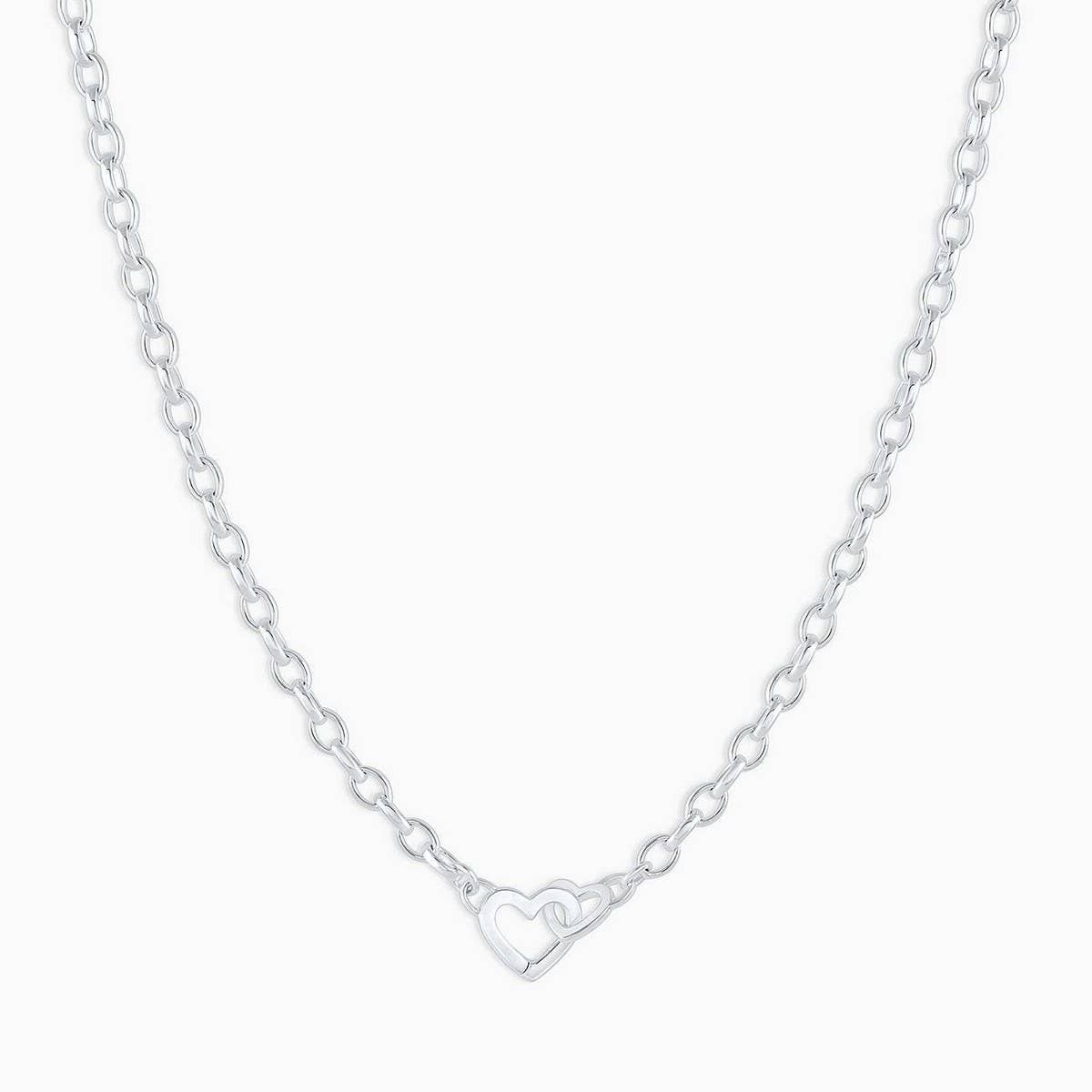 SIMPLE LOVE DOUBLE BUCKLE PAPER CLIP NECKLACE_CWMM5737