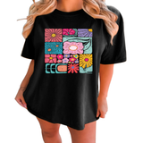 Womens Loose Fit Tee With Colorful Flowers_Cwtts1466
