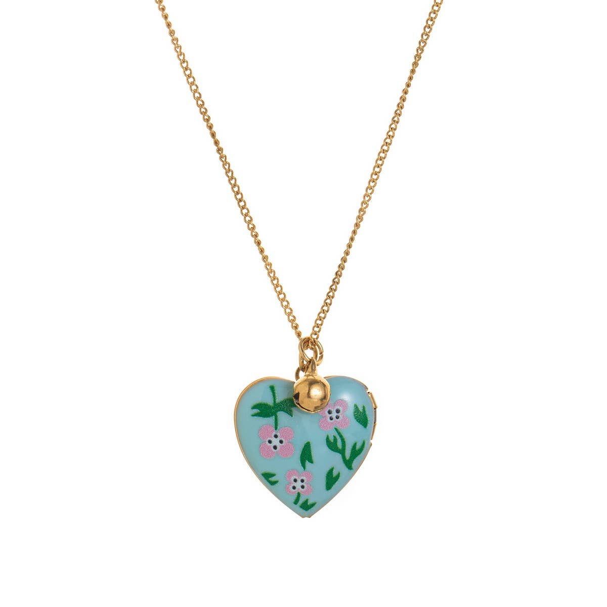 HEART LOCKET OVAL PHOTO NECKLACE GOLD PLATED_CWMM3919