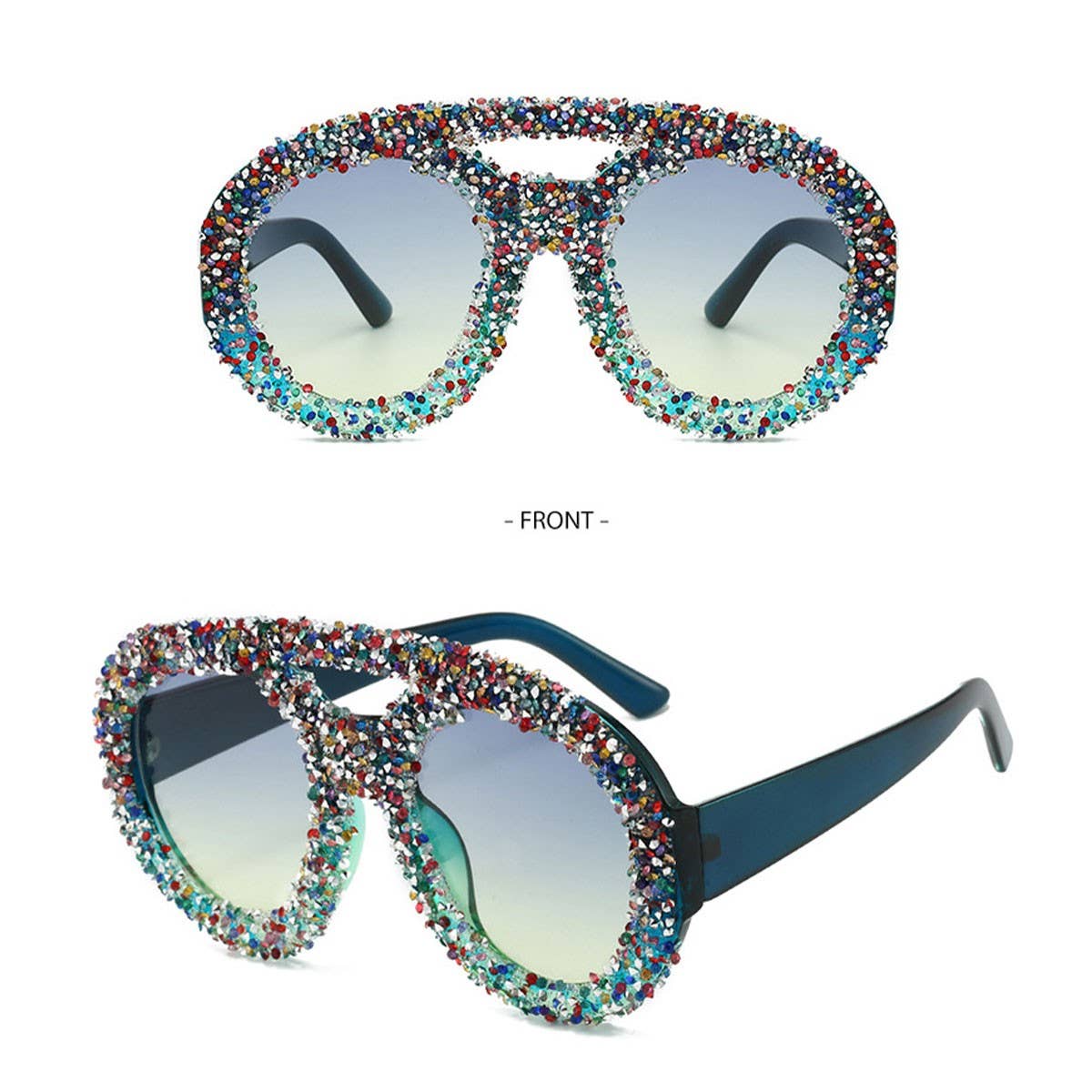 DOUBLE BEAM LARGE FRAME ROUND SUNGLASSES_CWASG0853