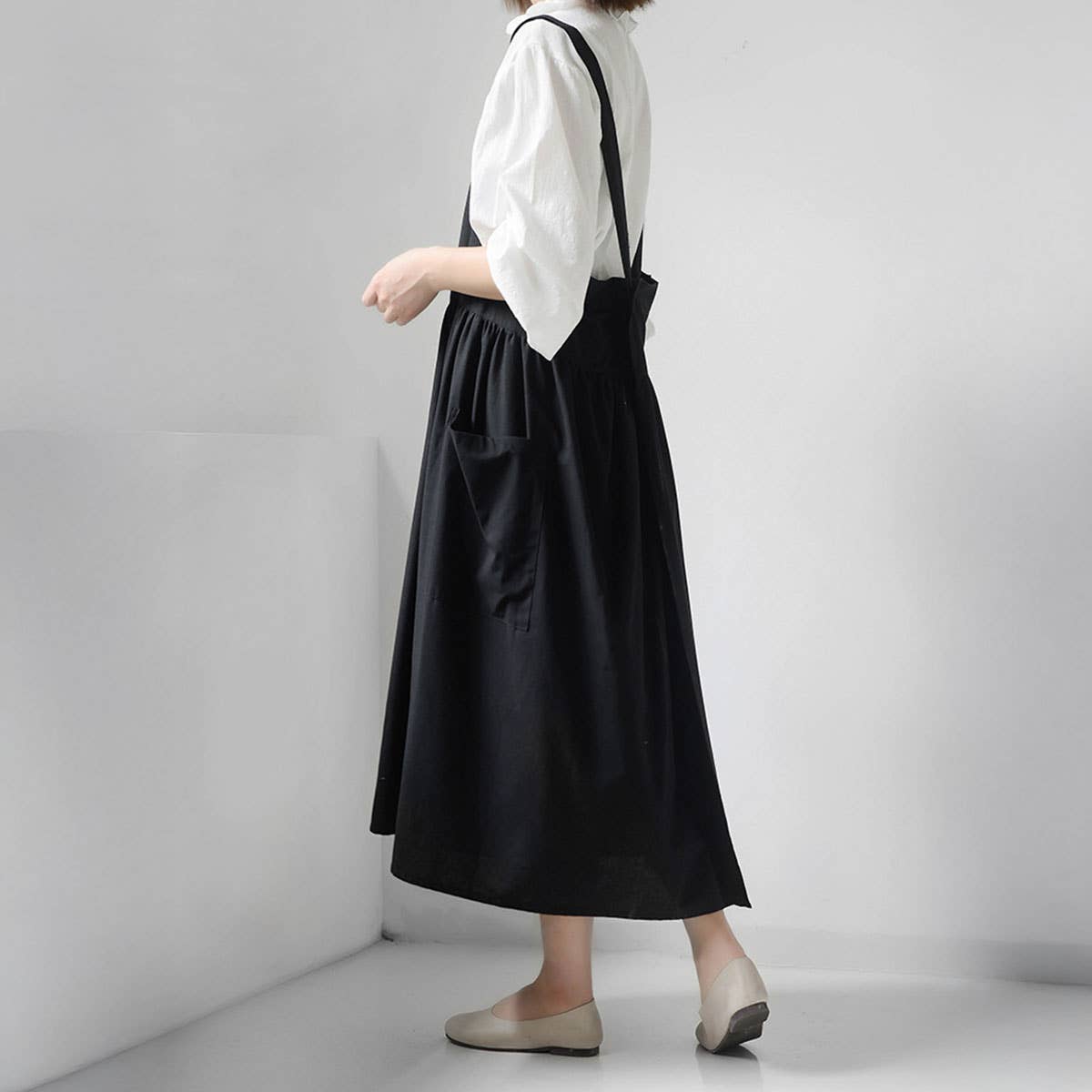 KITCHEN FLORIST WORK LINEN APRON WITH POCKETS_CWMM3295