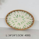 RATTAN OVAL FRUIT TEA SHELL TRAY STORAGE BASKET_CWMM4503