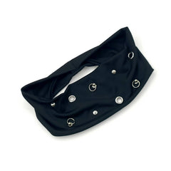 Wide Punk Elastic Headwrap With Metal Look