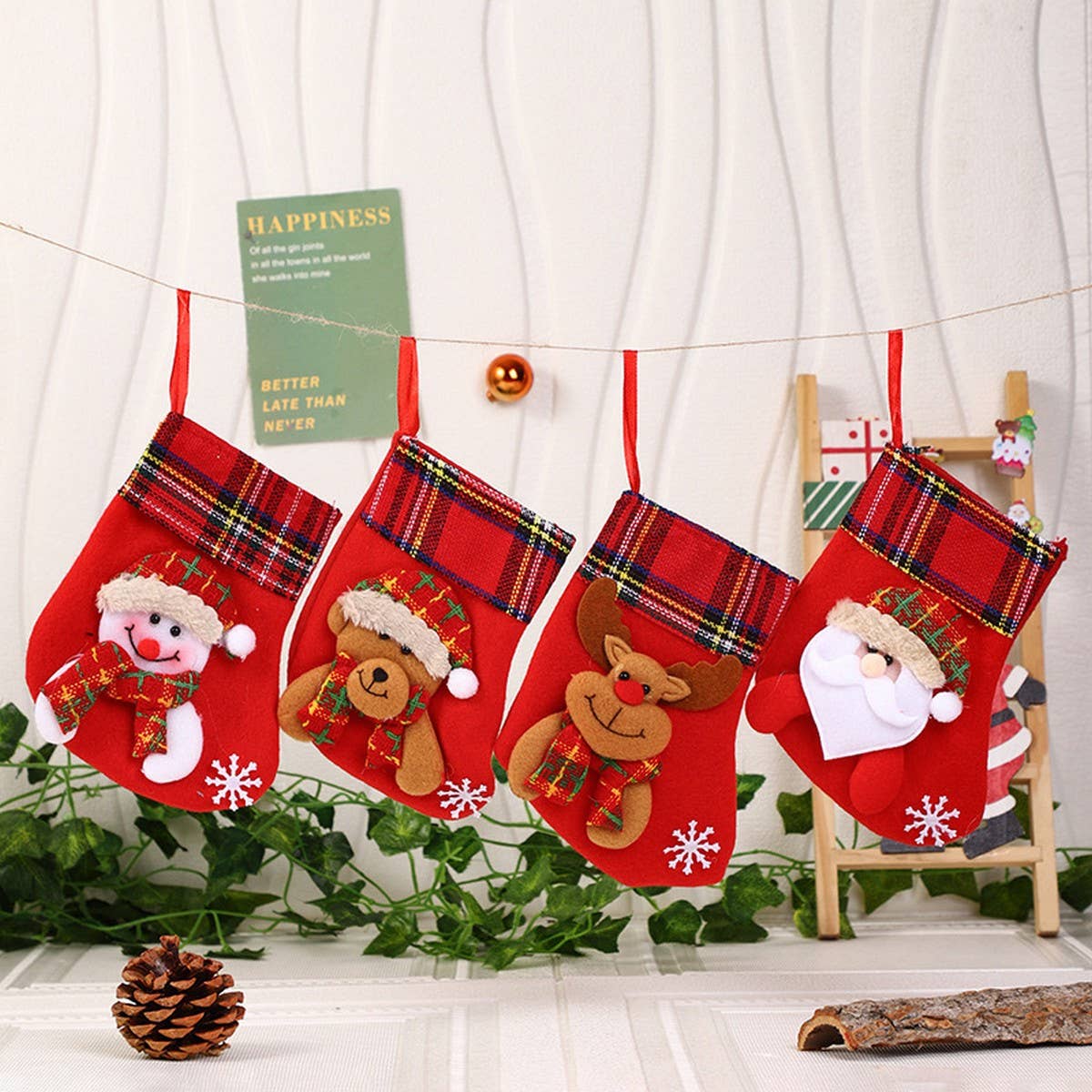 SEQUINED 3D SANTA CLAUS CHRISTMAS STOCKINGS_CWMS1421