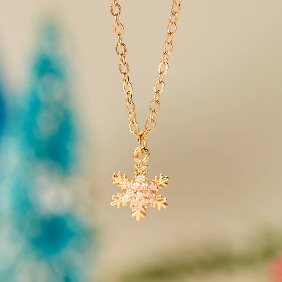 ALL MATCH NEW CHRISTMAS SNOWFLAKE NECKLACE_CWAJE2394