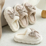 Women Bowknot Comfort Warm Indoor Slippers_Cwshs0296