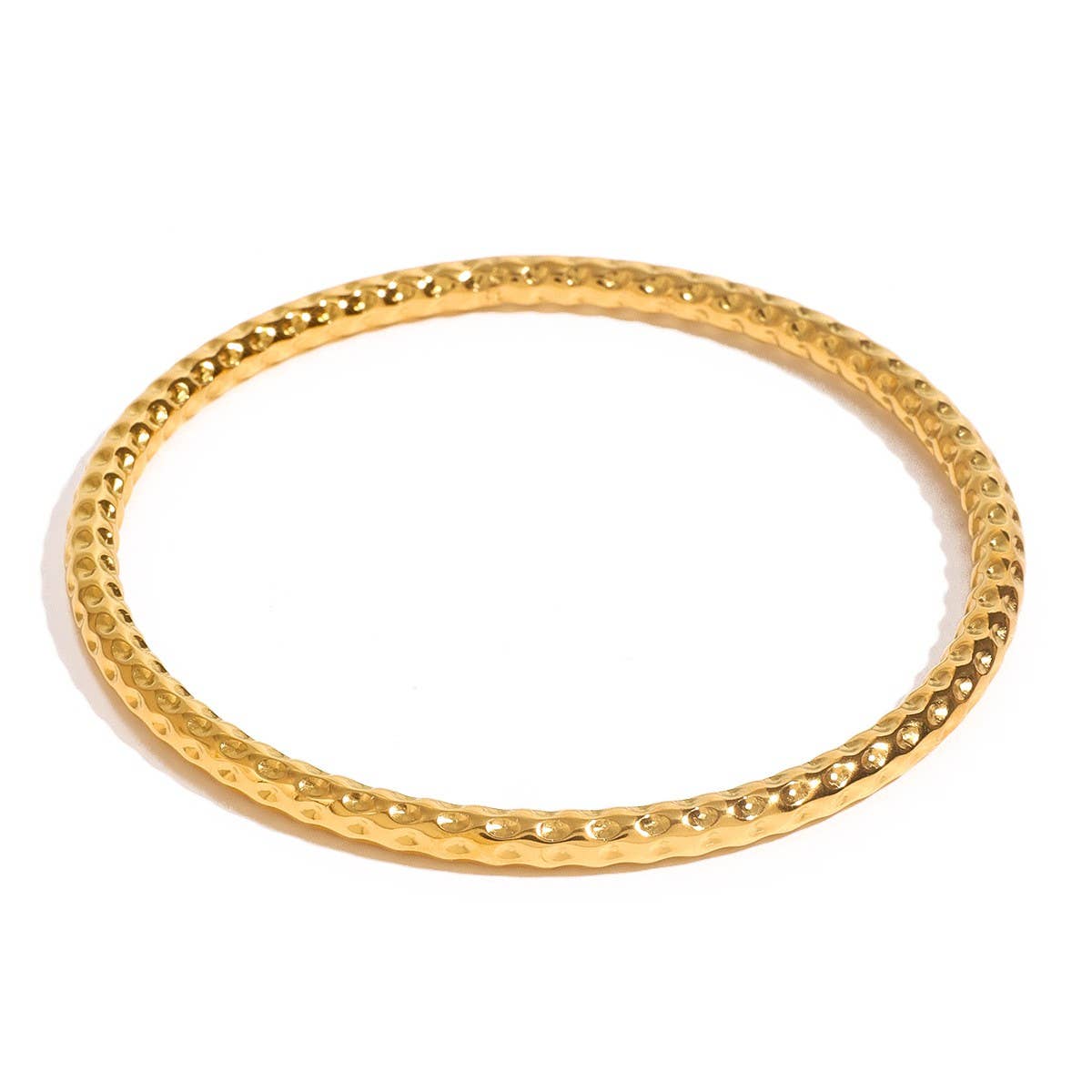 CLASSIC 18K GOLD HAMMER TEXTURE CUFF BRACELET_CWAJE4708