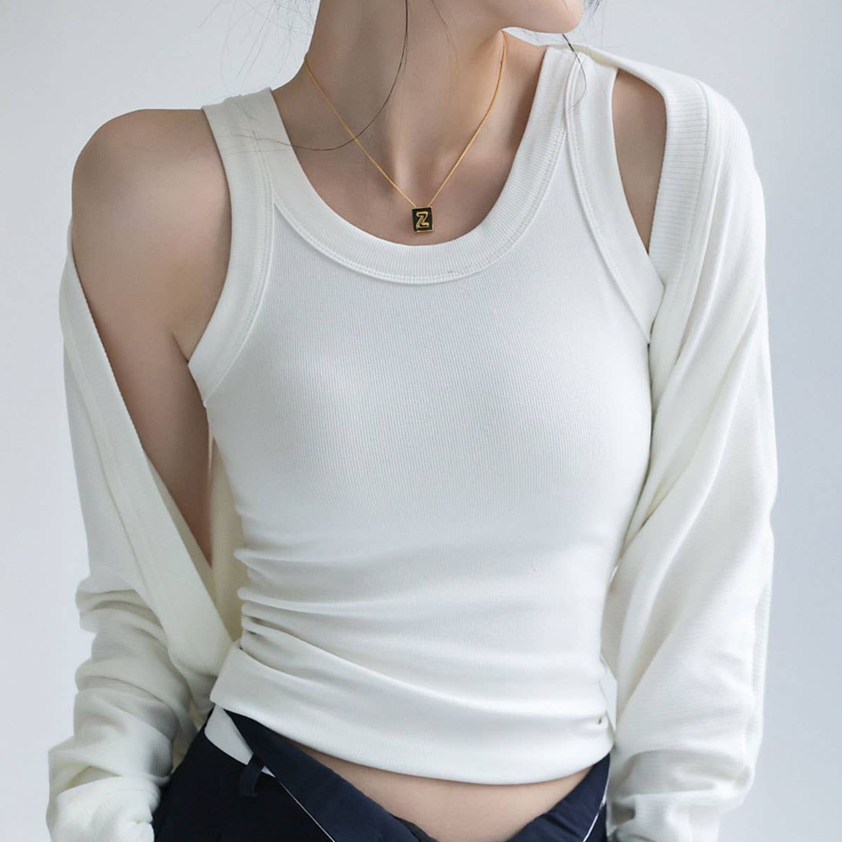 RIBBED CAMISOLE VEST TANK TOPS WITH BUILT IN BRA_CWTTK0799