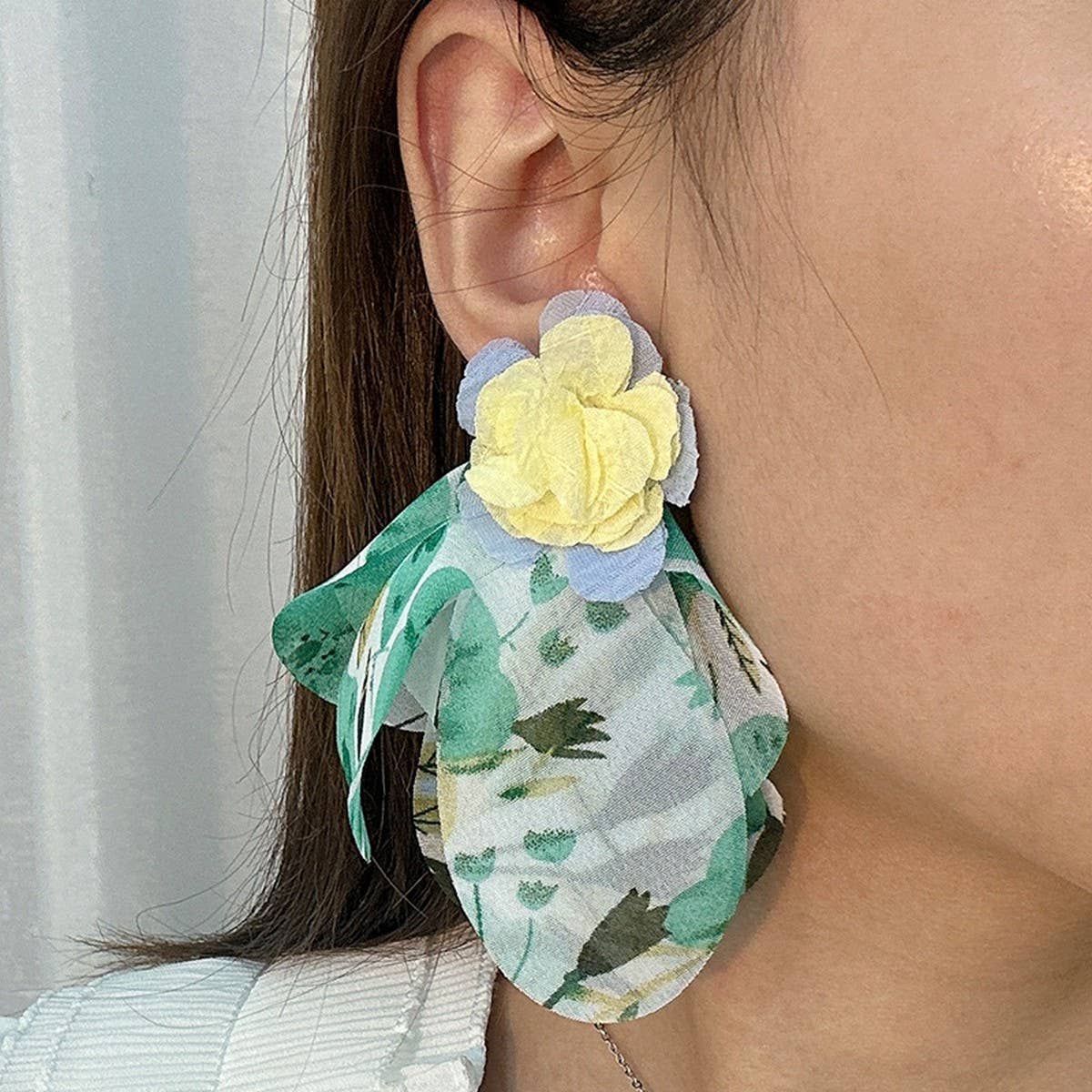 HANDMADE FABRIC FLOWER EARRINGS FRESH DESIGN_CWMM6263
