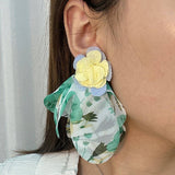 HANDMADE FABRIC FLOWER EARRINGS FRESH DESIGN_CWMM6263