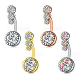 3 GEM CZ BELLY RING SURGICAL STEEL PIERCING_CWMM9174