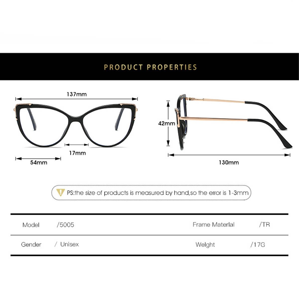 CAT EYE TR FRAME TEMPLES BLUE LIGHT FLAT GLASSES_CWASG0275