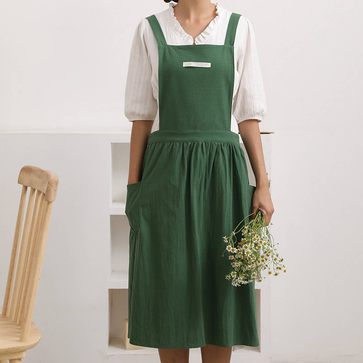 Cwmm1835_Cotton And Linen Household Kitchen Apron