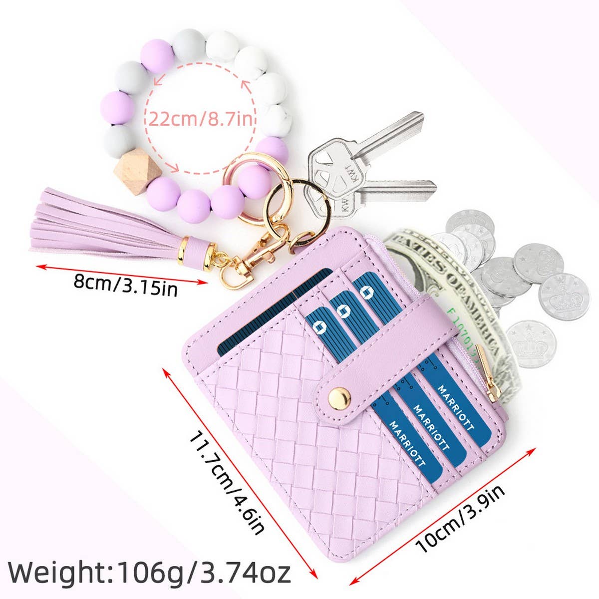 DIY ZIPPER WALLET WITH KEYCHAIN MULTI CARD HOLDER_CWAB4992
