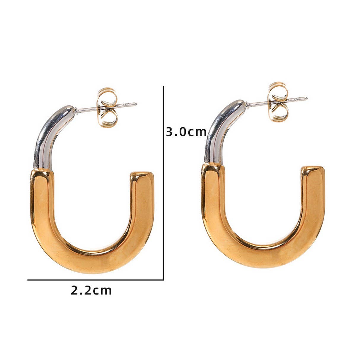 18K GOLD TWO TONE STAINLESS STEEL EARRINGS_CWMM8897